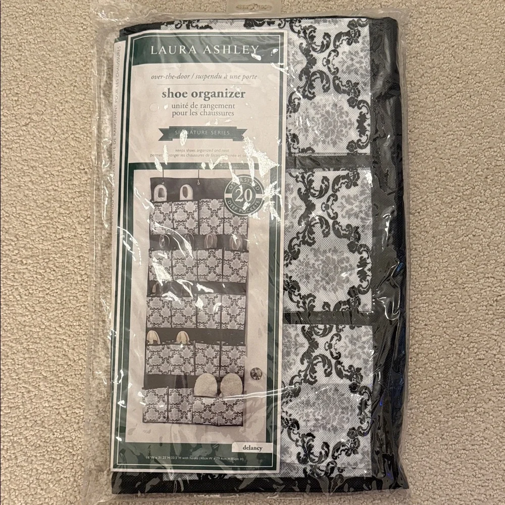 NWT Laura Ashley Black and White Damask Closet Organizers 3 piece Set - Picture 1 of 3